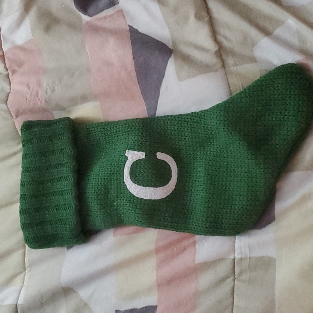 100% Polyester Green letter "C" Christmas Stocking